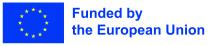 EU logo (12 gold stars in circle and dark blue background) incl. the text funded by the European Union
